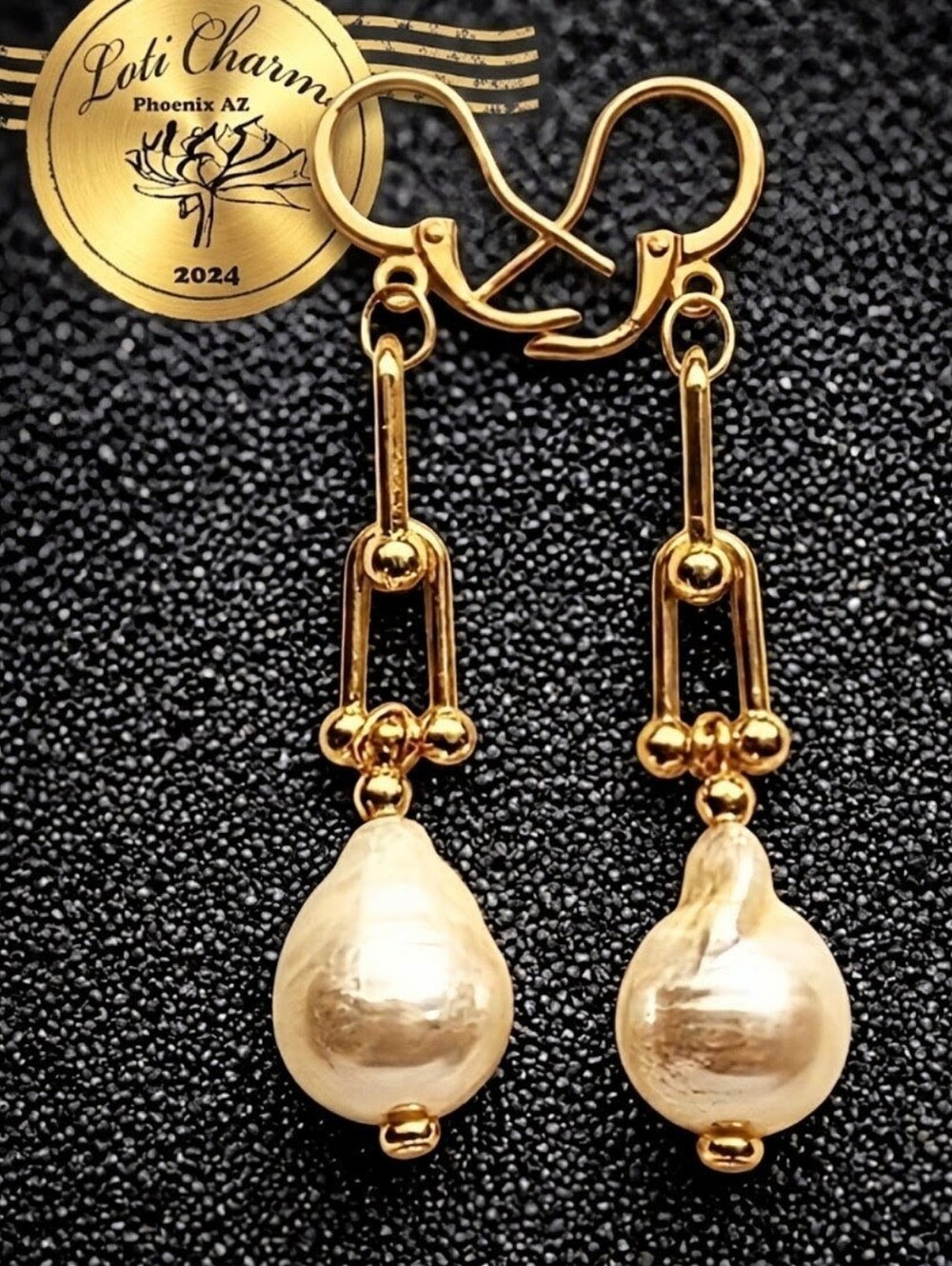 Hardwear Chunky Earrings W/ Huge Genuine White Baroque Pearls In 18k Gold Plated